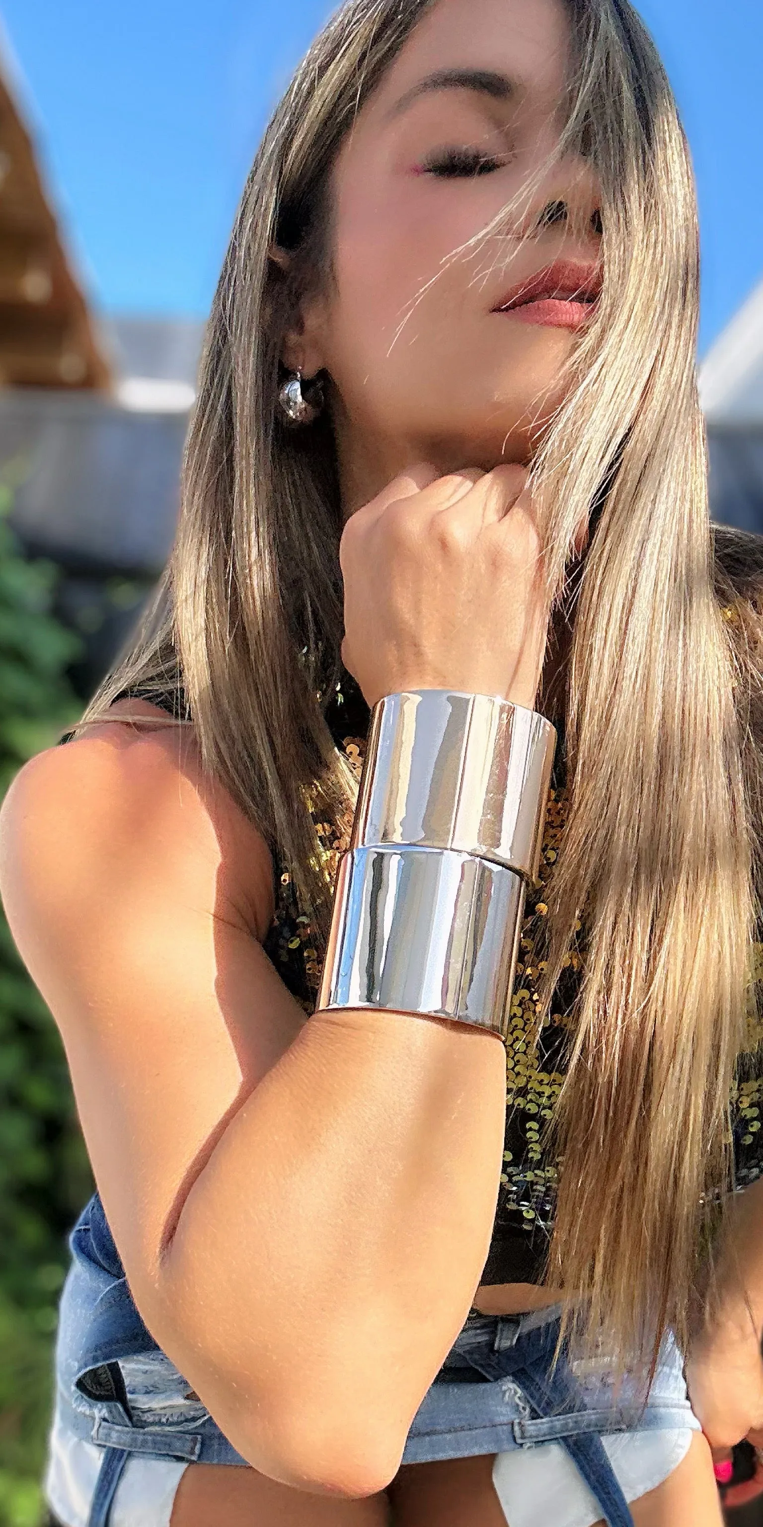 Wide Solid Metal Cuff Bracelet