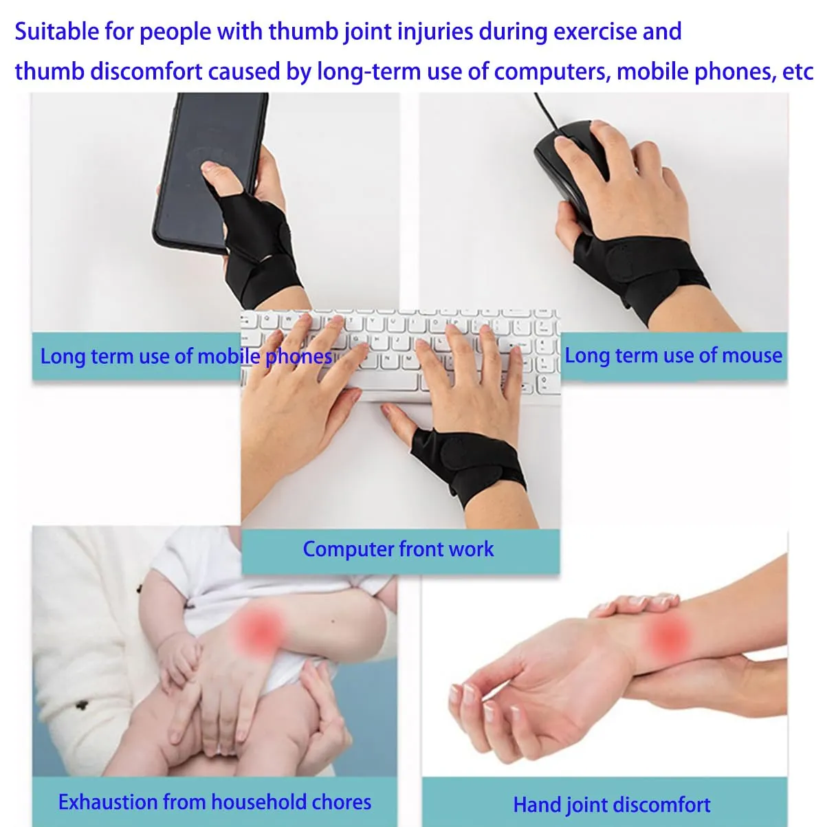 Wrist protection ultra-thin adjustable wristband, thumb wrist rest, sports wrist tube decompression support wrist rest, used for office, fitness, pain relief, reusable, breathable, skin friendly (L's left hand)