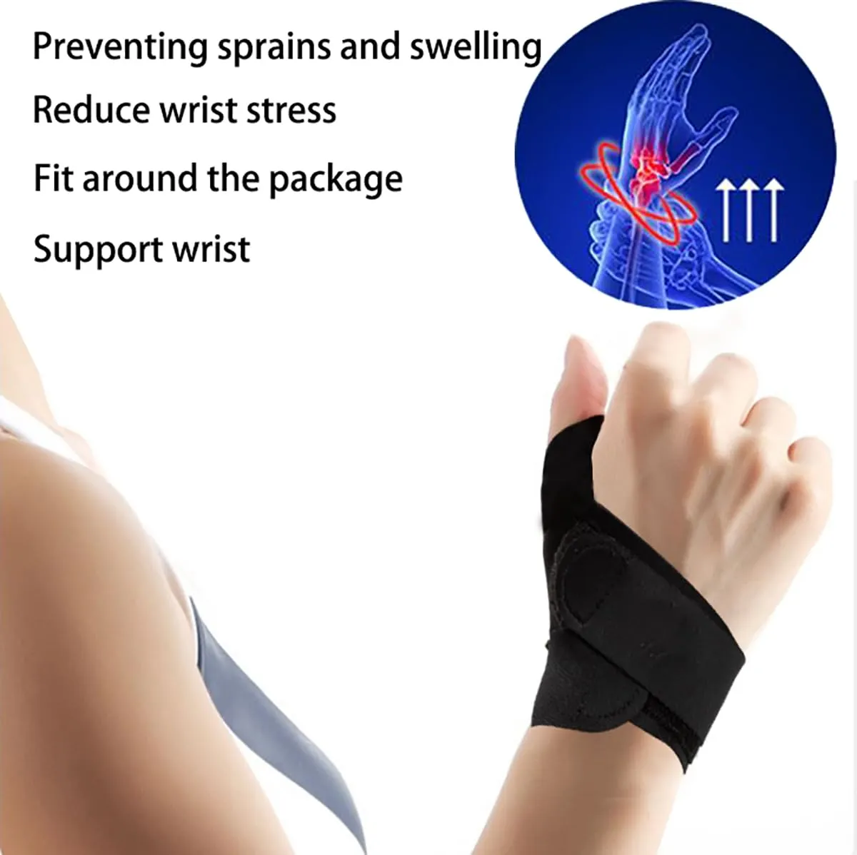 Wrist protection ultra-thin adjustable wristband, thumb wrist rest, sports wrist tube decompression support wrist rest, used for office, fitness, pain relief, reusable, breathable, skin friendly (L's left hand)