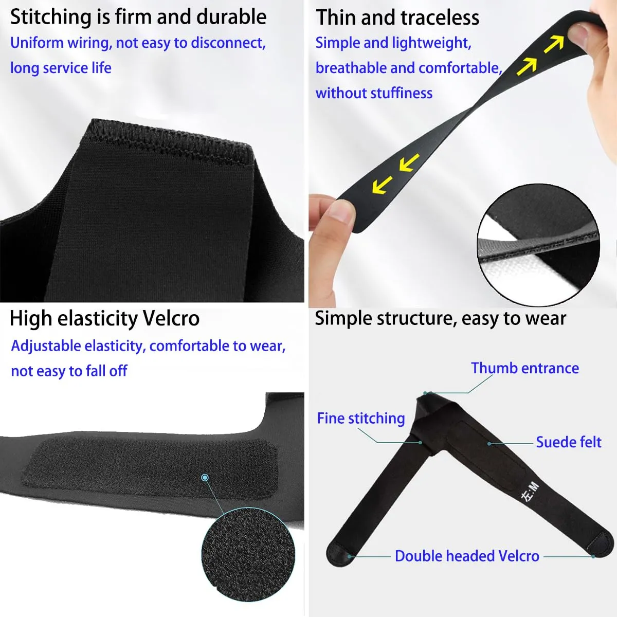 Wrist protection ultra-thin adjustable wristband, thumb wrist rest, sports wrist tube decompression support wrist rest, used for office, fitness, pain relief, reusable, breathable, skin friendly (L's left hand)