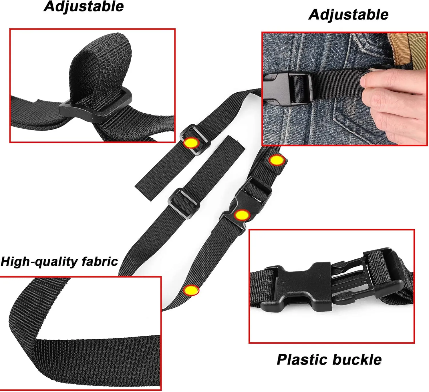 XTACER Backpack Chest Strap Adjustable Backpack Sternum Strap Chest Belt with Buckle (Pack of 4)